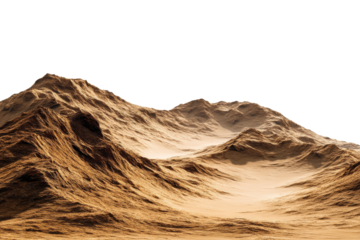 Sand mountains with winding valley landscape  isolated on transparent background