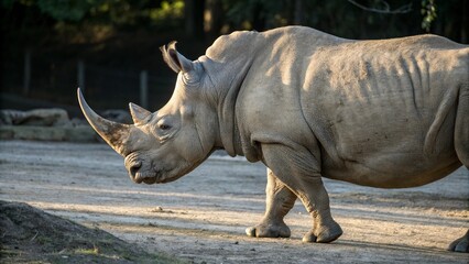 Obraz premium Rhinoceros, sharp and realistic, Photo, Natural light, in the zoo
