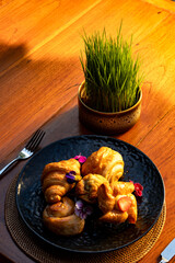 Delicious Pastry Assortment Croissants, Danishes & More on a Rustic Wooden Table