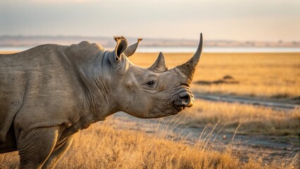 Obraz premium Rhinoceros, sharp and realistic, Photo, Natural light, in the zoo