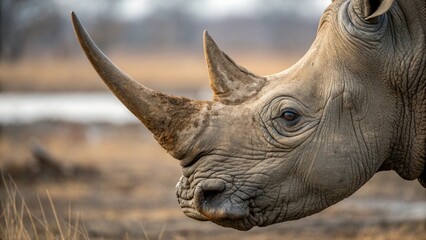 Fototapeta premium Rhinoceros, sharp and realistic, Photo, Natural light, in the zoo
