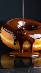 Chocolate Donut Glaze Pour with Delicious Dessert, and Food Photography.