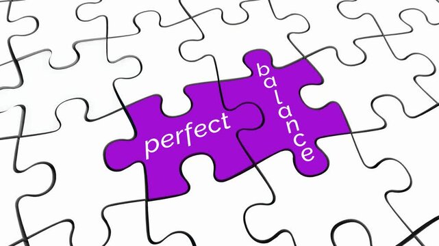 Perfect Balance Harmony Puzzle Pieces Solution Equal Fair Treatment 3d Animation