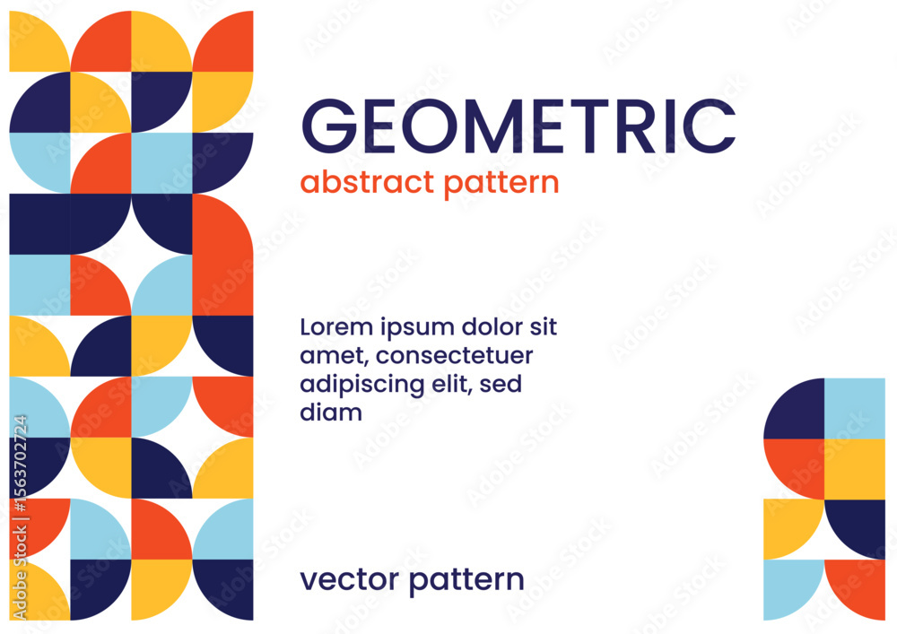 Aufkleber Geometric design with colorful blocks and text GEOMETRIC abstract pattern filler text and vector pattern