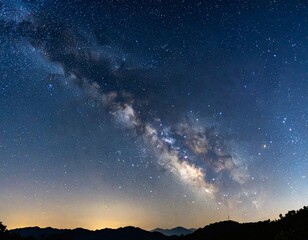 Fototapeta premium Milky way panorama over mountains