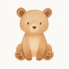 Cute watercolor teddy bear illustration.