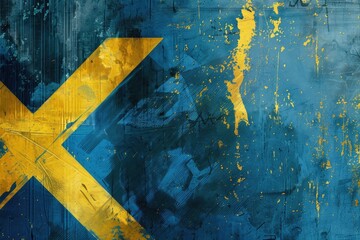 A Digital Illustration of a Blue and Yellow Background with the Words X on it