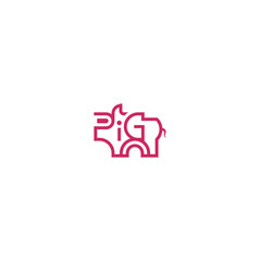Pig letters typographic logo.