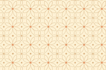 Fototapeta premium Seamless floral pattern with outlined daisies in warm beige tones