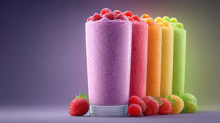 Enhancing, Enhance colors of fruit smoothies with natural backlighting in this image.