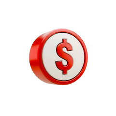 Cédulas Dinheiro Real Dolar Euro Cifrão Icon Vermelho e Branco Brilhante Elemento 3D Render PNG Transparente Banknotes Real Money Dollar Euro Dollar Sign