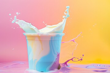 Premium Quality Picture of Colorful Advertisement for a Liquid Yogurt Product