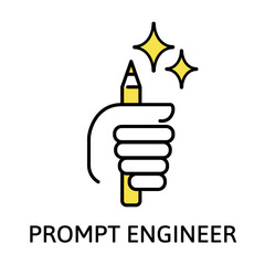 プロンプトエンジニアのアイコン｜生成AI・ChatGPT・AI活用・テキスト生成に特化したIT職種を表現したフラットベクター素材