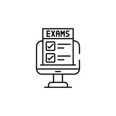 Online Exams icon design with white background stock illustration