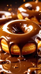 Delicious Chocolate Donuts with Sweet Food Photography.