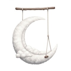 Whimsical Crescent Moon Swing with Clouds