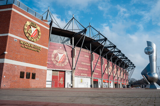 Widzew Ł&oacute;dź Stadium. Home ground of RTS Widzew Ł&oacute;dź football club. Stadion Widzewa, nicknamed Serce Łodzi on February 8, 2025 in Lodz, Poland.