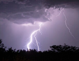 Dramatic Lightning Storm Night Sky Nature. (2)