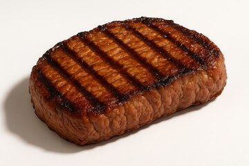 Perfectly grilled steak isolated on white background