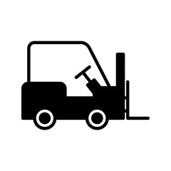 Black forklift truck on white background    