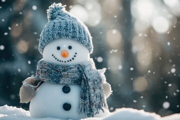 Vibrant Image of Winter Banner Design with Snowman Background,Images