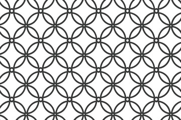 Fototapeta premium Geometric seamless pattern of overlapping black petals on white background