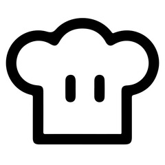 Chef Hat Icon, Black and White Vector Illustration