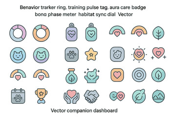 Cute pastel dashboard icons for pet care, wellness, and bonding