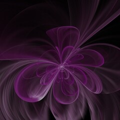 Fantasy fractal flower on dark background. Floral as pattern for your graphic design