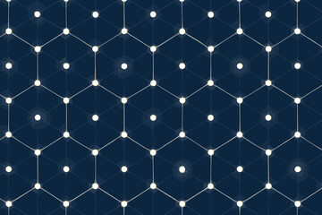 Fototapeta premium Seamless glowing hexagonal grid with bright light nodes