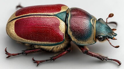 Colorful beetle captured in intricate detail showcasing unique patterns and textures during a macro photography session