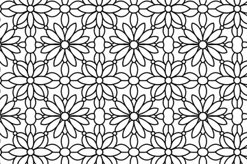 Seamless black and white floral geometric pattern design