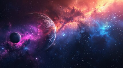 Obraz premium Abstract Planets and Space Background - AI Generated