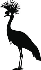 Elegant Crowned Crane Silhouette Birds Vector EPS Illustration - Downloadable Vector Graphic