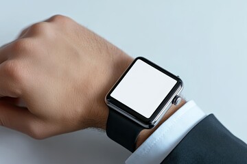 Close Up Shot of a Businessmans Hand That Uses a Smart Watch to View Incoming Messages and Calls to