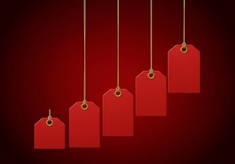 Hanging red price tags promotion sale