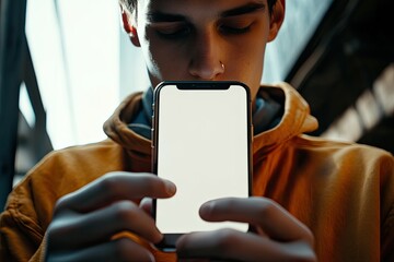 Flawless Visual of Close Up Young Man Checking His Phone