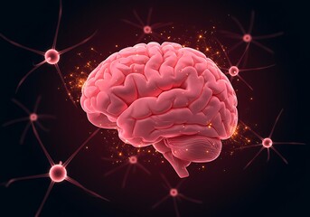 Brain with neural network and sparkles