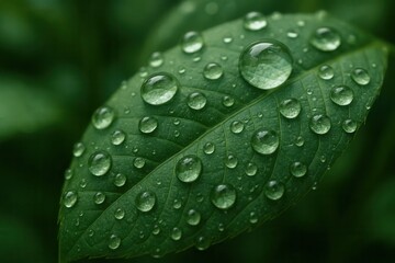 A green leaf with water droplets on it