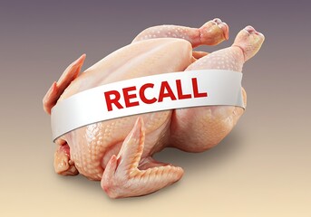 Raw chicken with recall label