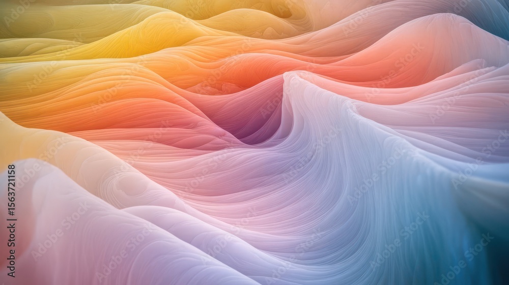 Poster surreal multicolored waves creating a visually dynamic and flowing landscape