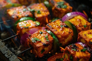 Pixel Perfect Picture of Grilled Indian Tandoori Paneer Tikka, Food Photography