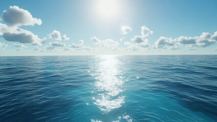 sea ​​water wave view with sunlight and cloudy sky background, landscape 2