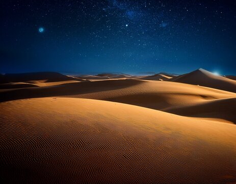 golden sand dunes at night for design or wallpaper