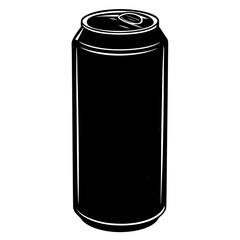Classic black and white illustration of a soda can with a pull tab