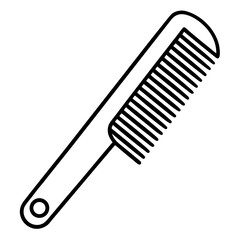 Simple black line drawing of a comb on a white background