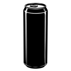 Black and white illustration of a single aluminum beverage can