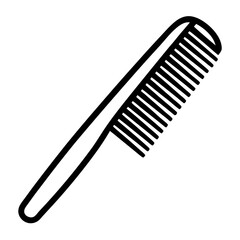 Simple black outline icon of a hair comb on a white background