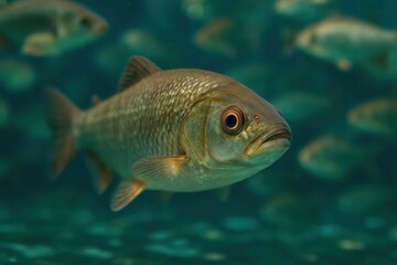 Naklejka premium A group of fish swimming in a large body of water