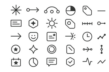 Fototapeta premium Clean line icon set with interface elements, charts, tags, and navigation